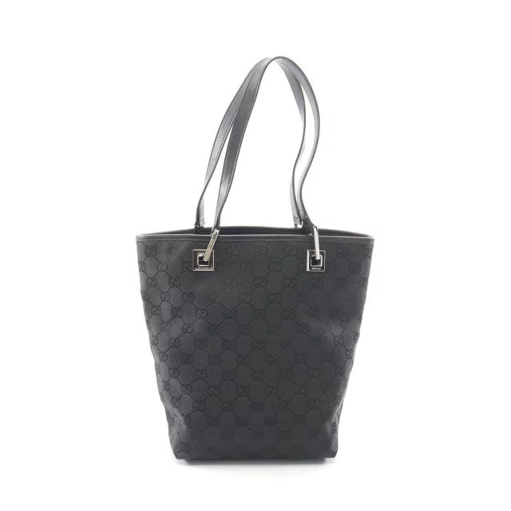 Gucci GG Canvas Tote Bag Leather Black